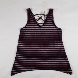 New Stitch Fix LUQ Emmie Cross Front Knit Red White Navy Blue Tank Top Size Smal